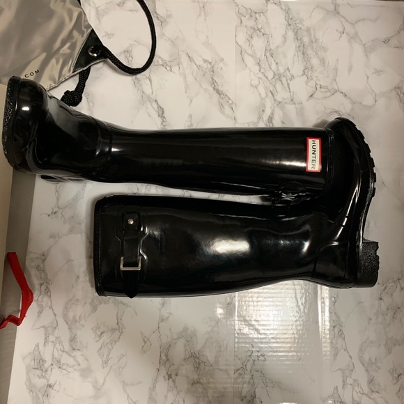 Hunter Original Tour Tall Gloss Black Rainboots - Picture 3 of 7
